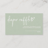 セージ緑ミニマリスト赤ちゃんシャワーおむつラッフル エンクロージャーカード (正面)