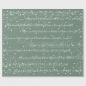 セージ緑ミニマルカスタムリスト文字降雪 ラッピングペーパー (フラット)