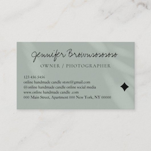 セージ緑ミニマルプロフェッショナル書道 名刺 (正面)