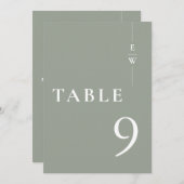 セージ緑ミニマルモダンリストモノグラム表番号 招待状 (正面/裏面)