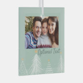 セージ緑モダンのクリスマスツリー写真 ガラスオーナメント (正面右)