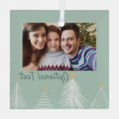 セージ緑モダンのクリスマスツリー写真 ガラスオーナメント (裏面)