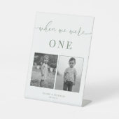 セージ緑モダンエレガントな結婚年齢テーブル番号 台座サイン (正面)