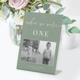 セージ緑モダンエレガントな結婚年齢テーブル番号 台座サイン