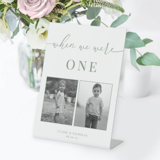 セージ緑モダンエレガントな結婚年齢テーブル番号 台座サイン