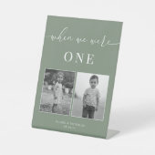 セージ緑モダンエレガントな結婚年齢テーブル番号 台座サイン (正面)