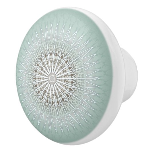 セージ緑モダン幾何曼荼羅 セラミックノブ (右)