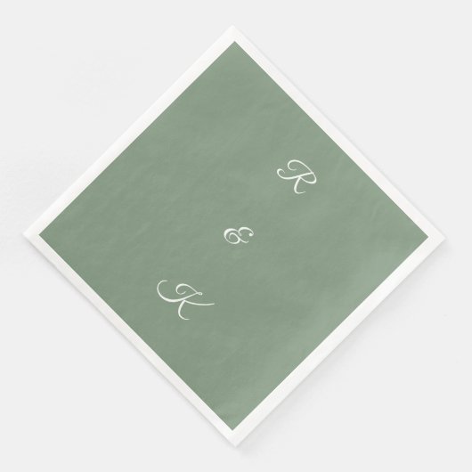 セージ緑モノグラム文字白エレガントな結婚式 (コーナー)