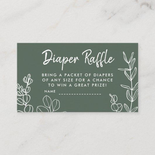 セージ緑ユーカリおむつラッフルエンクロージャカード エンクロージャーカード (正面)