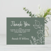 セージ緑ユーカリプタスベビーシャワーサンキューカード サンキューカード (スタンド正面)