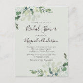 セージ緑ユーカリプトゥスブライダルシャワー招待 ポストカード (正面)