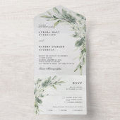 セージ緑ユーカリプトゥスミニマリスト結婚植物学 オールインワン招待状 (内側)