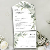 セージ緑ユーカリプトゥスミニマリスト結婚植物学 オールインワン招待状