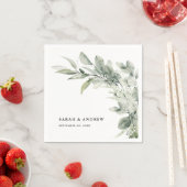 セージ緑ユーカリプトゥスミニマリスト結婚植物学 スタンダードカクテルナプキン (インサイチュ)