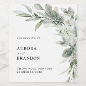 セージ緑ユーカリプトゥスミニマリスト結婚植物学 ワインラベル (シングルラベル)