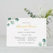 セージ緑ユーカリリハーサルディナー金ゴールド 箔招待状 (立ち正面)