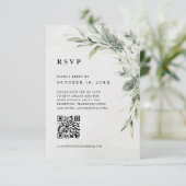 セージ緑ユーカリ最小化植物性QRコード 出欠カード (スタンド正面)