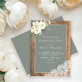 セージ緑ユーカリ木レース結婚スクリプトのInv 招待状