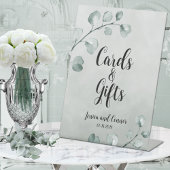 セージ緑ユーカリ注ウェディングカード&ギフト 台座サイン