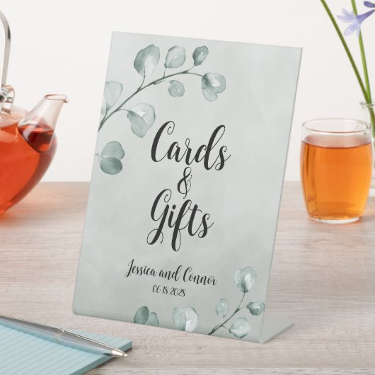 セージ緑ユーカリ注ウェディングカード&ギフト 台座サイン (インサイチュ)
