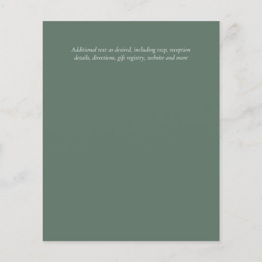 セージ緑ユーカリ結婚の予算招待状 (裏面)