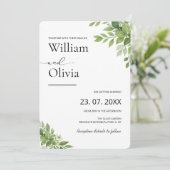 セージ緑ユーカリ緑の写真結婚の 招待状 (スタンド正面)