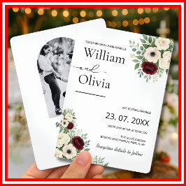 セージ緑ユーカリ緑の写真結婚の 招待状