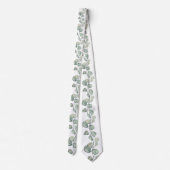 セージ緑ユーカリ緑の白結婚色 ネクタイ (裏面)