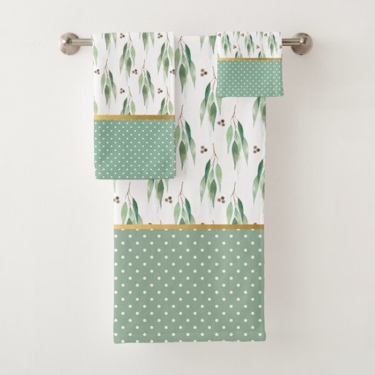 セージ緑ユーカリ金ゴールドバスルーム用タオルセット バスタオルセット (インサイチュ)