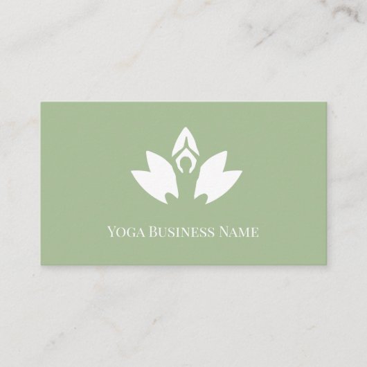 セージ緑ヨガロータス花のカスタマイズ可能 名刺 (正面)