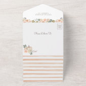 セージ緑リトルカボチャ桃フローラベビーシャワー オールインワン招待状 (外側)