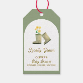 セージ緑ローカル成長フローラブーツ赤ちゃんシャワー ギフトタグ