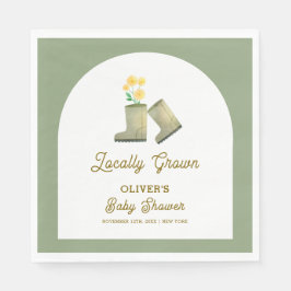 セージ緑ローカル成長フローラブーツ赤ちゃんシャワー スタンダードランチョンナプキン