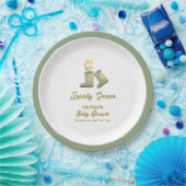 セージ緑ローカル成長フローラブーツ赤ちゃんシャワー ペーパープレート (パーティー)
