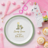 セージ緑ローカル成長フローラブーツ赤ちゃんシャワー ペーパープレート (パーティー)