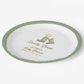 セージ緑ローカル成長フローラブーツ赤ちゃんシャワー ペーパープレート (アングル)