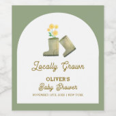 セージ緑ローカル成長フローラブーツ赤ちゃんシャワー ワインラベル (シングルラベル)