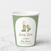 セージ緑ローカル成長フローラブーツ赤ちゃんシャワー 紙コップ (裏面)