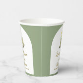 セージ緑ローカル成長フローラブーツ赤ちゃんシャワー 紙コップ (右)
