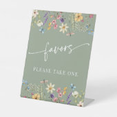 セージ緑ワイルドフラワーブライダルシャワーペデスタルサイン 台座サイン (正面)