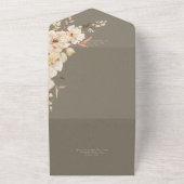 セージ緑ヴィンテージクリームフローラQRコード オールインワン招待状 (外側)