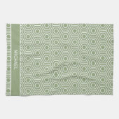 セージ緑六角ハニカムパターン名 キッチンタオル (横)