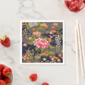 セージ緑日本の着物フローラ切り離し紙 スタンダードカクテルナプキン (インサイチュ)