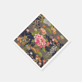 セージ緑日本の着物フローラ切り離し紙 スタンダードカクテルナプキン (角)