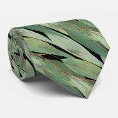 セージ緑植物ユーカリ黒タイ ネクタイ (ロール)