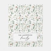 セージ緑植物科エレガントモダン門 フリースブランケット (正面)