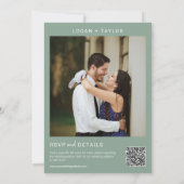 セージ緑植物緑金ゴールドフレームQRコード 招待状 (裏面)