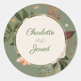 セージ緑水カラーフローラ封筒用シール ラウンドシール