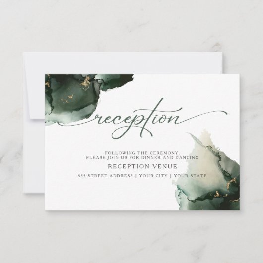 セージ緑水カラー抽象芸術招待状 招待状 (正面)