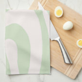 セージ緑液体スワール溝状ストライプY2Kパターン キッチンタオル (四つ折り)